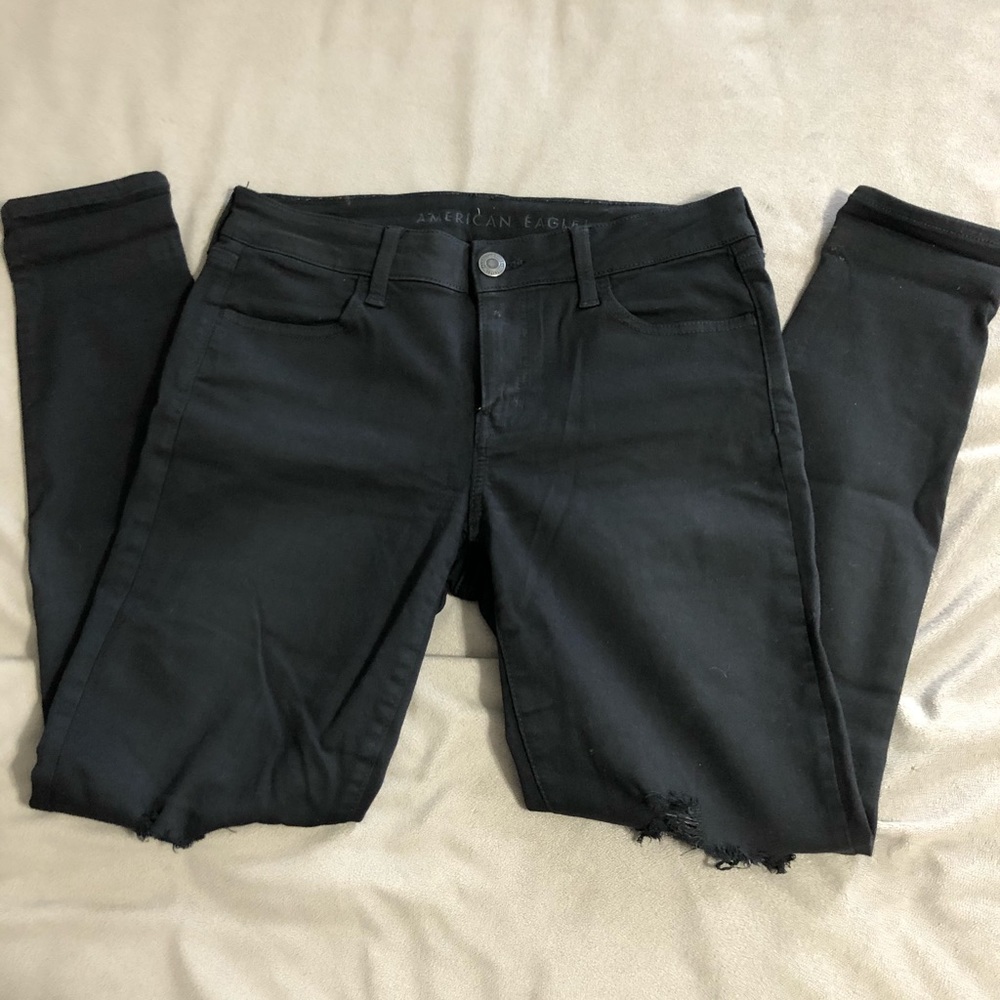 american eagle black ripped jeans